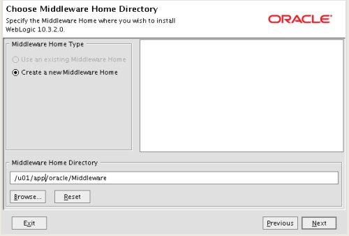 WLS Choose Middleware Home Directory