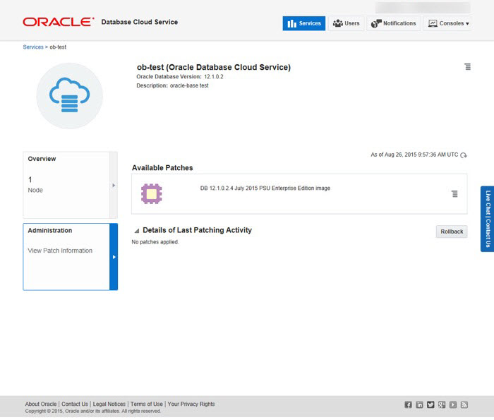 Oracle Cloud : Service Administration Patches